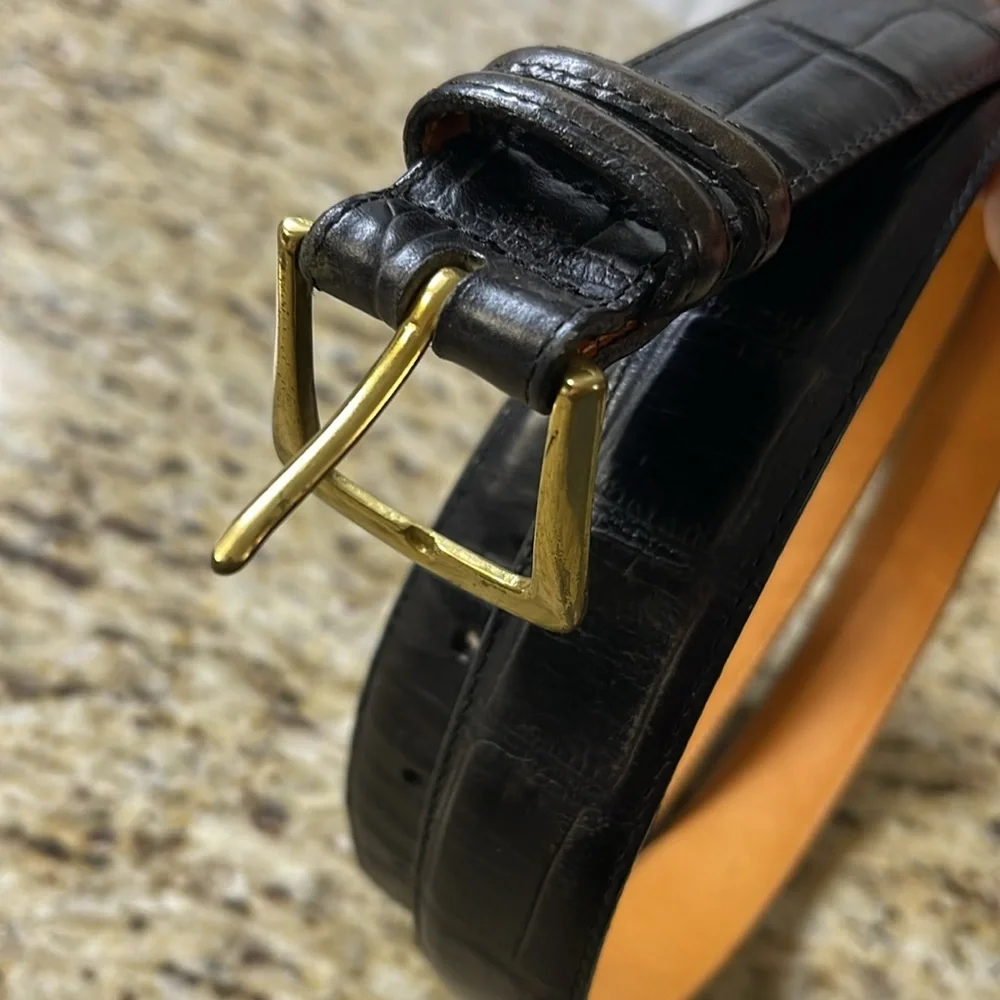 BRIGHTON Black Calfskin Belt embossed size 46”